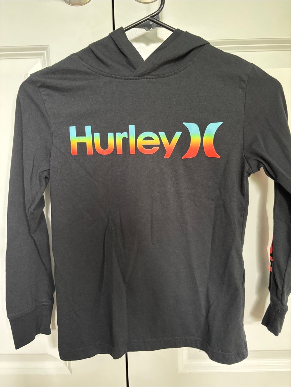 Hurley Black Hoodie with Rainbow Gradient Logo
